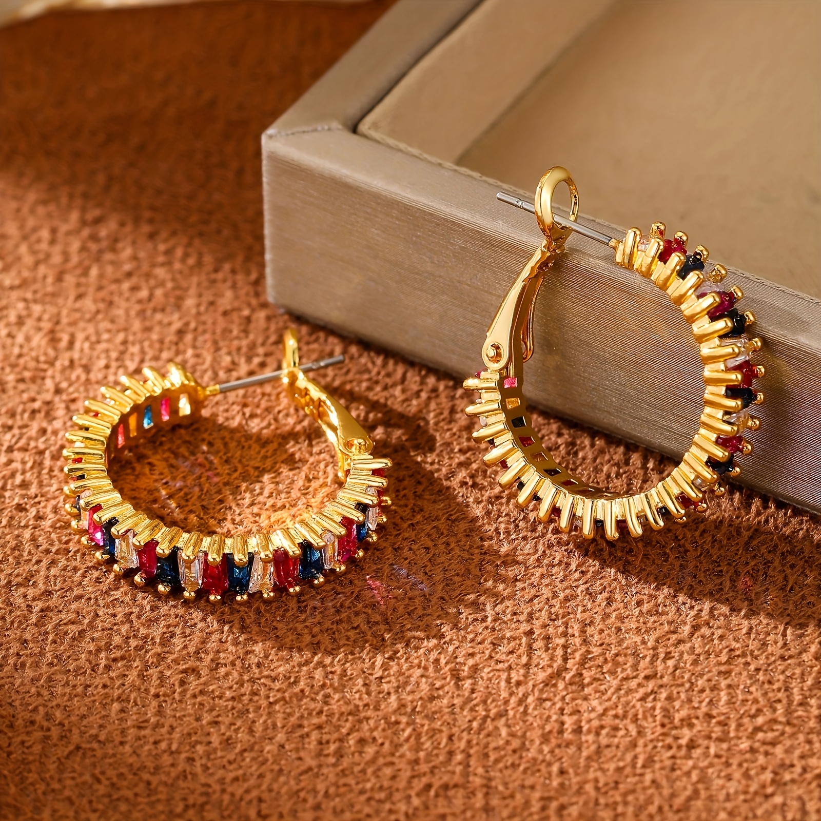 Boho Colorful Zirconia O-Shaped Hoop Earrings